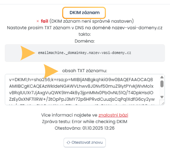Příklad DKIM záznamu